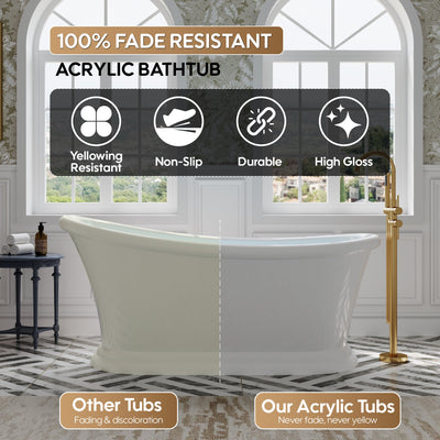 67" Acrylic Modern Freestanding Soaking Bathtub, Overflow and Drain Included