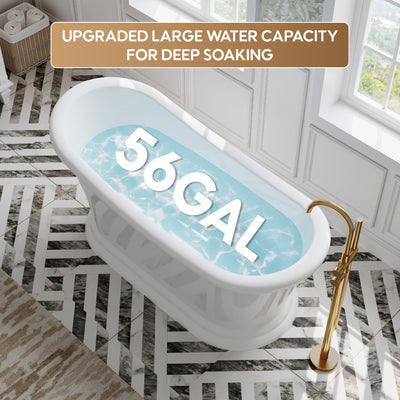 67" Acrylic Modern Freestanding Soaking Bathtub, Overflow and Drain Included