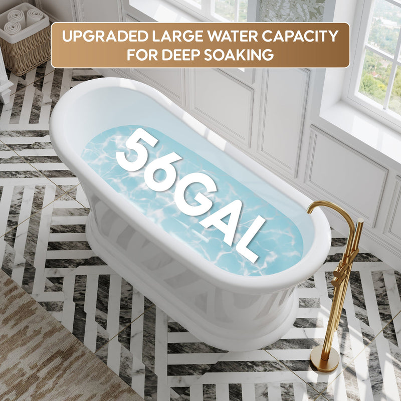 67" Acrylic Modern Freestanding Soaking Bathtub, Overflow and Drain Included