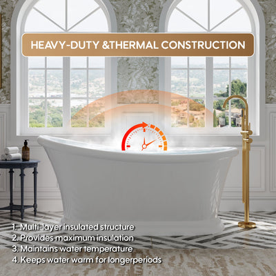 67" Acrylic Modern Freestanding Soaking Bathtub, Overflow and Drain Included