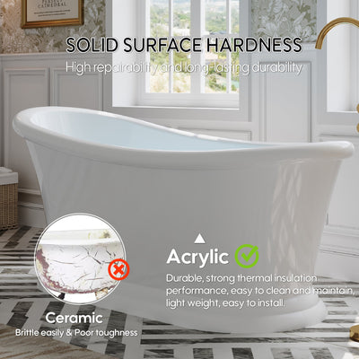 67" Acrylic Modern Freestanding Soaking Bathtub, Overflow and Drain Included