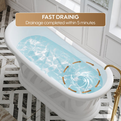 67" Acrylic Modern Freestanding Soaking Bathtub, Overflow and Drain Included