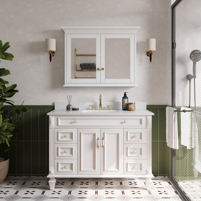 40 in.W x 30 in.H Vertical Z-Bar Mounting Bathroom Wood Medicine Cabinet with Mirror in White