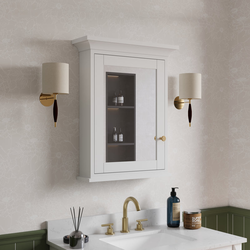 24 in.W x 30 in.H Vertical Mounting Bathroom Wood Medicine Cabinet with Mirror in White