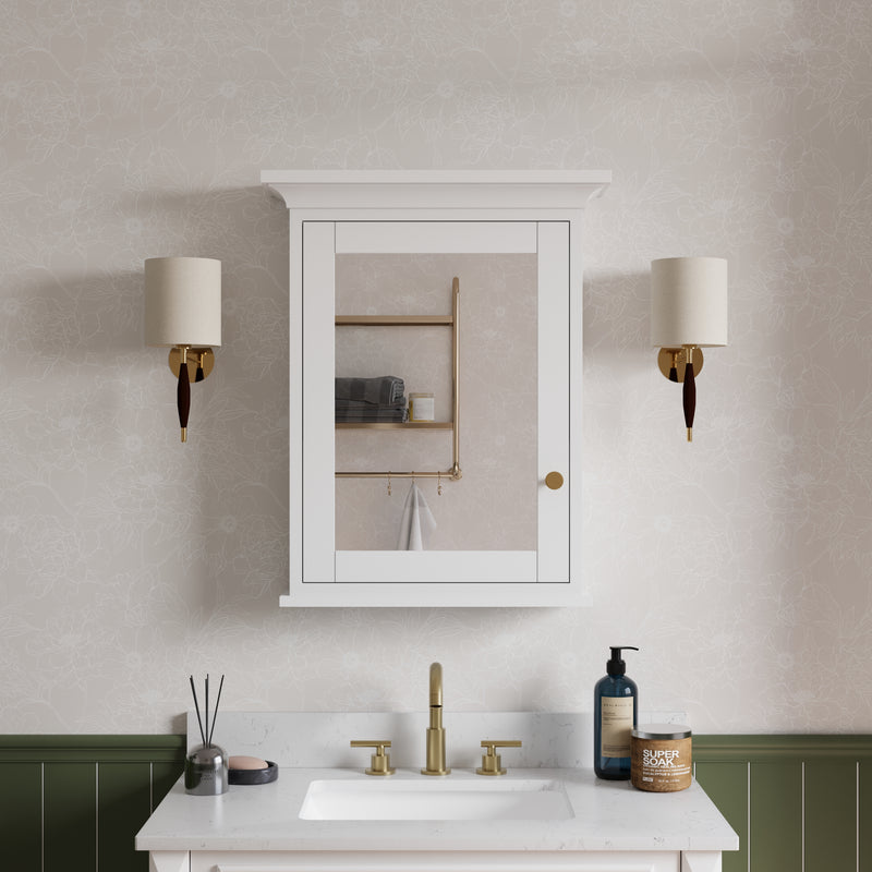 24 in.W x 30 in.H Vertical Mounting Bathroom Wood Medicine Cabinet with Mirror in White