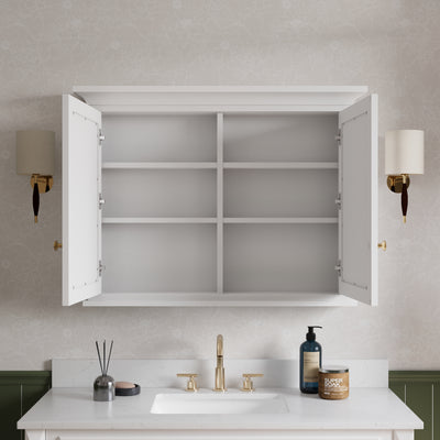 40 in.W x 30 in.H Vertical Z-Bar Mounting Bathroom Wood Medicine Cabinet with Mirror in White