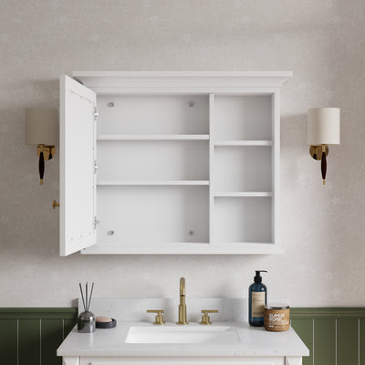 36 in.W x 30 in.H Vertical Mounting Bathroom Wood Medicine Cabinet with Mirror in White
