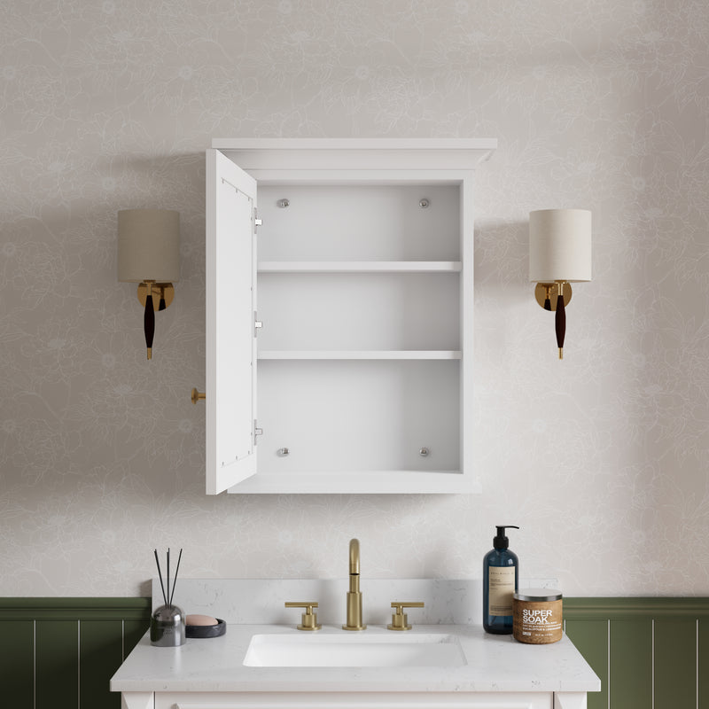 24 in.W x 30 in.H Vertical Mounting Bathroom Wood Medicine Cabinet with Mirror in White