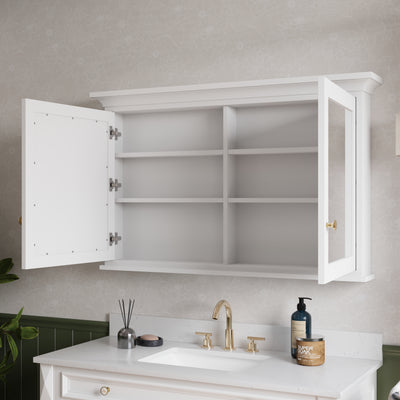 48 in.W x 30 in.H Vertical Z-Bar Mounting Bathroom Wood Medicine Cabinet with Mirror in White