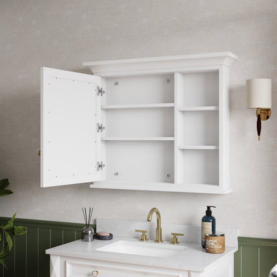 36 in.W x 30 in.H Vertical Mounting Bathroom Wood Medicine Cabinet with Mirror in White