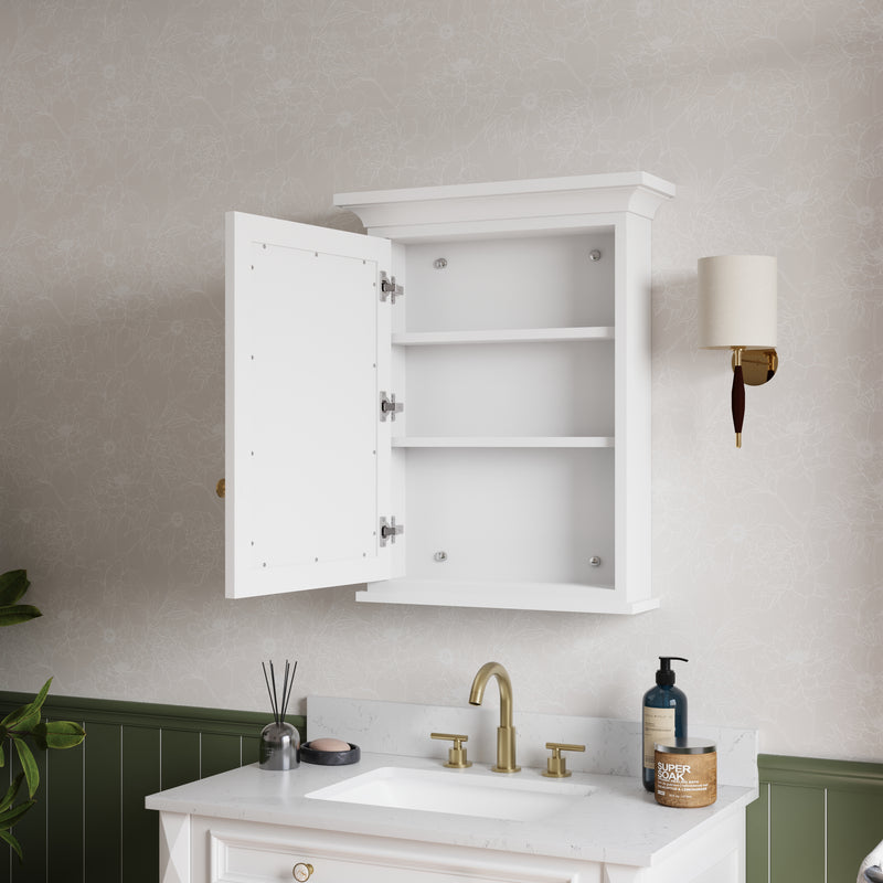 24 in.W x 30 in.H Vertical Mounting Bathroom Wood Medicine Cabinet with Mirror in White