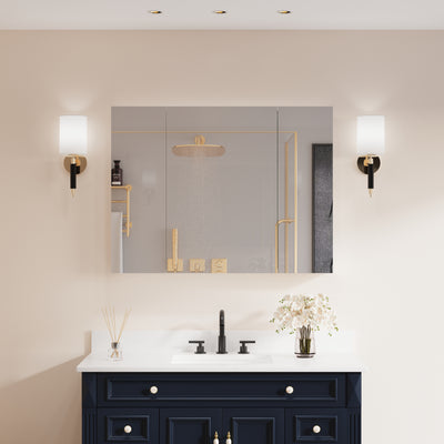 40 in.x 30 in. Copper-Free Tri-Views Mirror Cabinet with Adjustable Shelves and Triple Swing Doors