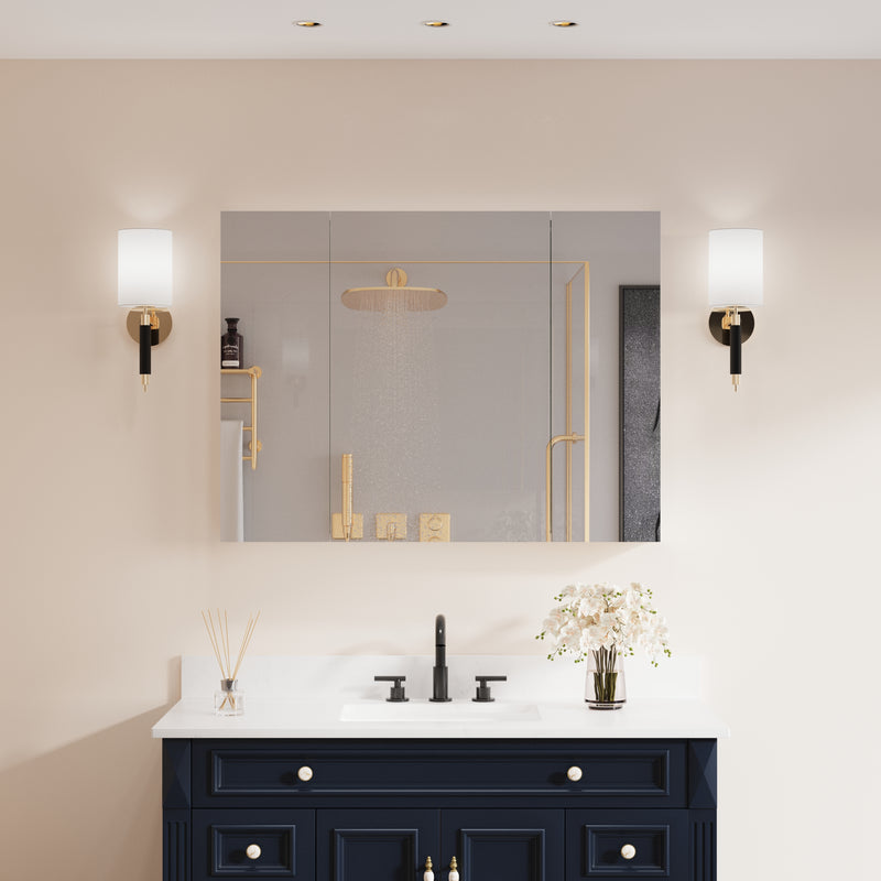 40 in.x 30 in. Copper-Free Tri-Views Mirror Cabinet with Adjustable Shelves and Triple Swing Doors