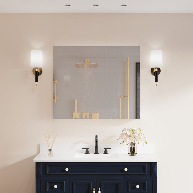 36 in.x 30 in. Copper-Free Tri-Views Mirror Cabinet with Adjustable Shelves and Dual Swing Doors
