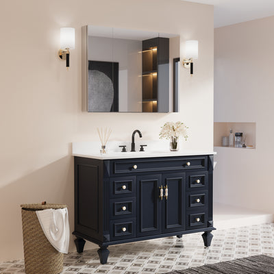 40 in.x 30 in. Copper-Free Tri-Views Mirror Cabinet with Adjustable Shelves and Triple Swing Doors