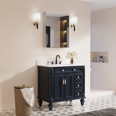 24 in.x 30 in. Copper-Free Tri-Views Mirror Cabinet with Adjustable Shelves and Right Swing Door