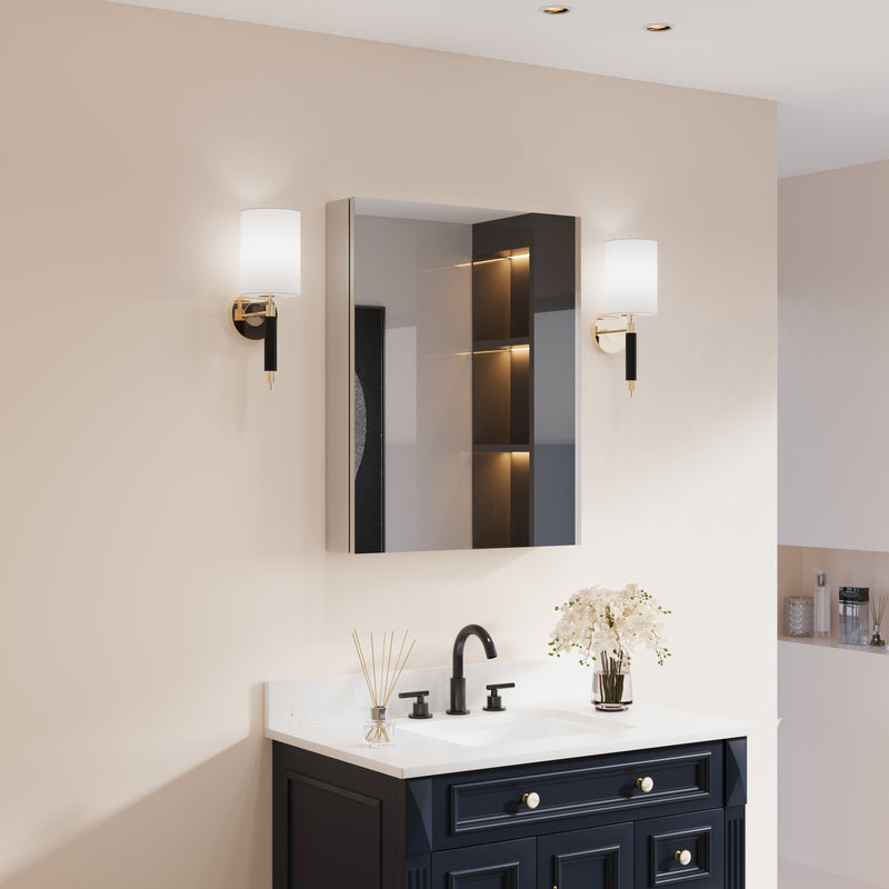 24 in.x 30 in. Copper-Free Tri-Views Mirror Cabinet with Adjustable Shelves and Right Swing Door