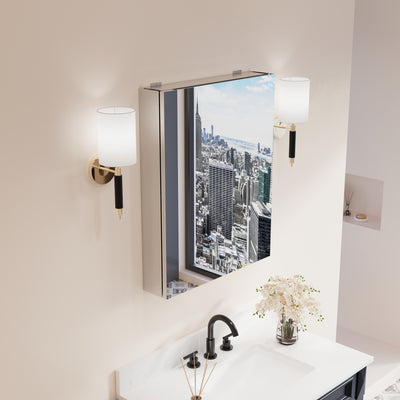 24 in.x 30 in. Copper-Free Tri-Views Mirror Cabinet with Adjustable Shelves and Right Swing Door