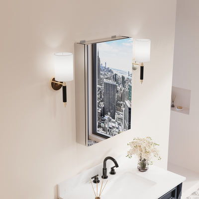 20 in.x 30 in. Copper-Free Tri-Views Mirror Cabinet with Adjustable Shelves and Left Swing Door