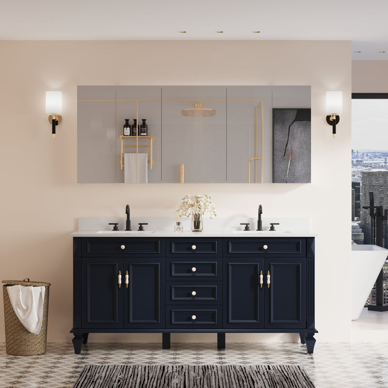 72 in. ×30 in. Copper-Free Tri-Views Mirror Medicine Cabinet with Adjustable Shelves and 5 Doors