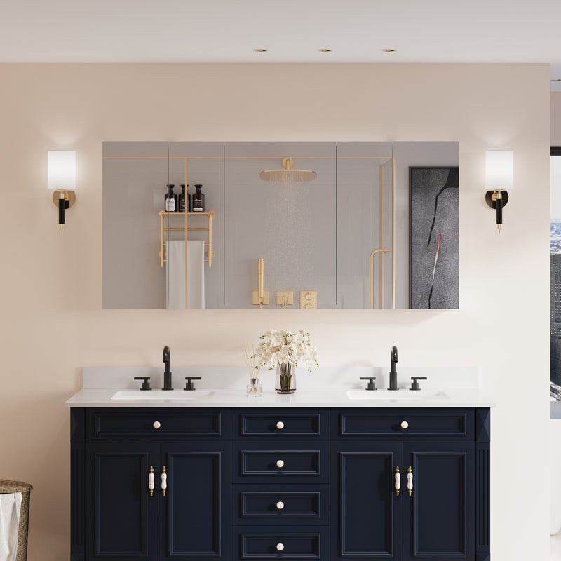 64 in. x30 in. Copper-Free Tri-Views Mirror Medicine Cabinet with Adjustable Shelves and 5 Doors