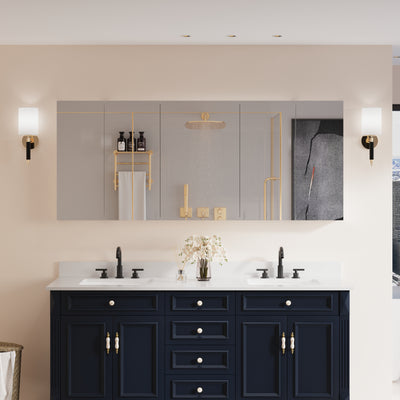 72 in. ×30 in. Copper-Free Tri-Views Mirror Medicine Cabinet with Adjustable Shelves and 5 Doors