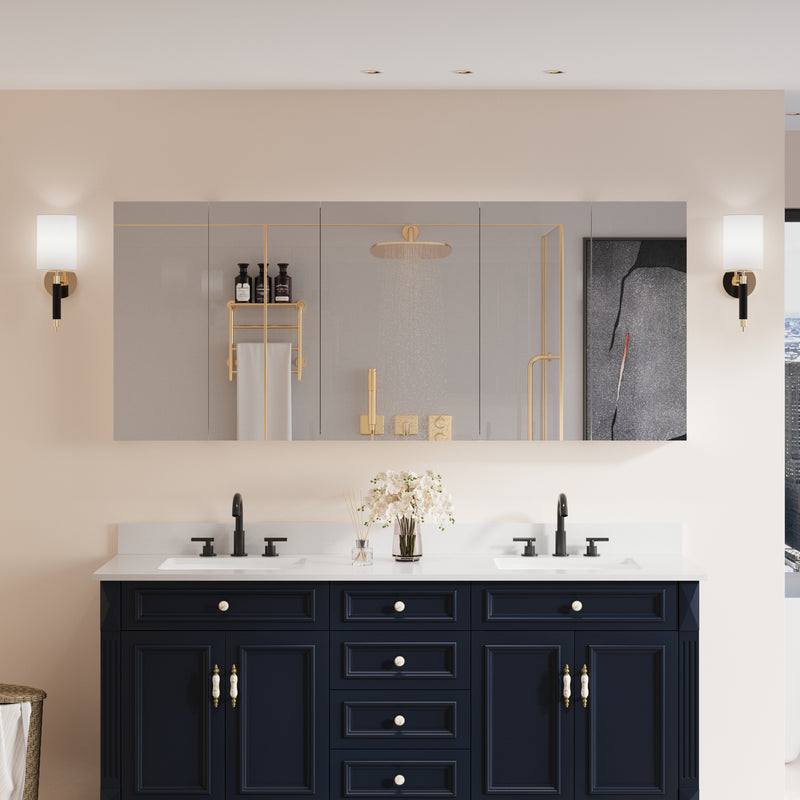 72 in. ×30 in. Copper-Free Tri-Views Mirror Medicine Cabinet with Adjustable Shelves and 5 Doors