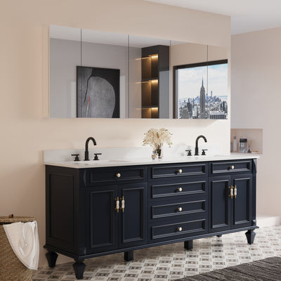 84 in. x30 in. Copper-Free Tri-Views Mirror Medicine Cabinet with Adjustable Shelves and 5 Doors