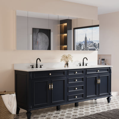 92 in. x30 in. Copper-Free Tri-views Mirror Medicine Cabinet with Adjustable Shelves and 6 Doors