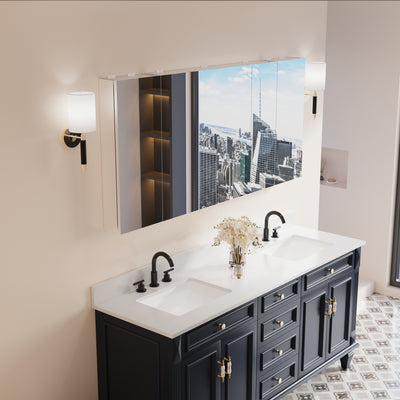 64 in. x30 in. Copper-Free Tri-Views Mirror Medicine Cabinet with Adjustable Shelves and 5 Doors