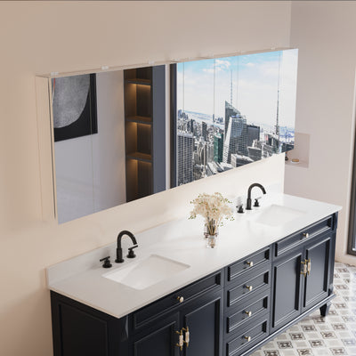 92 in. x30 in. Copper-Free Tri-views Mirror Medicine Cabinet with Adjustable Shelves and 6 Doors