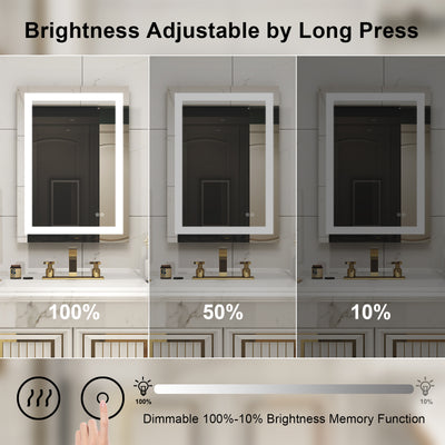 20 in. W x 28 in. H Frameless Rectangular LED Light Bathroom Mirror