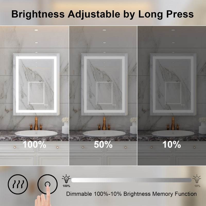 24 in. W x 32 in. H Frameless Rectangular LED Light Bathroom Mirror