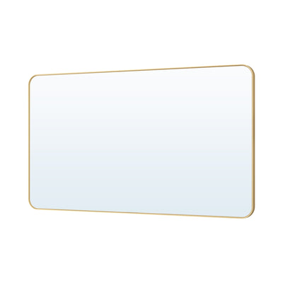 55-in W x 32-in H Brushed Gold Rectangular Framed Bathroom Vanity Mirror