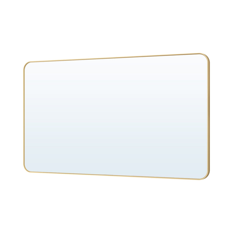 55-in W x 32-in H Brushed Gold Rectangular Framed Bathroom Vanity Mirror
