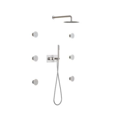 Thermostatic 3-Function Shower System with 10" Ultra-Thin Round Shower Head, Handheld & Body Jets, Solid 304 Stainless Steel