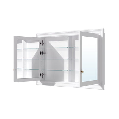 48 in.W x 32 in.H Recessed Solid Wood Bathroom Medicine Cabinet with Mirror in White