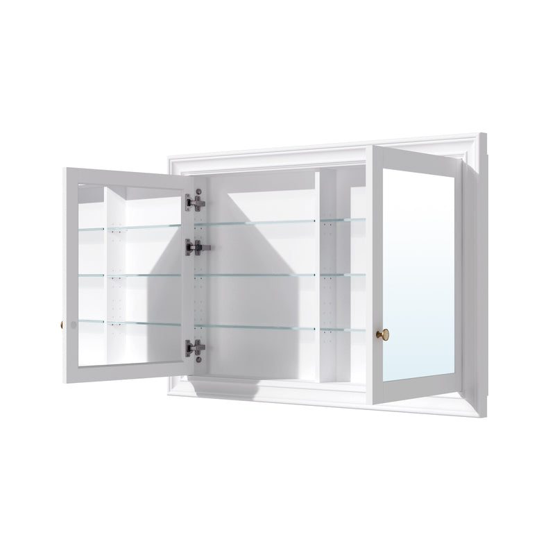 48 in.W x 32 in.H Recessed Solid Wood Bathroom Medicine Cabinet with Mirror in White