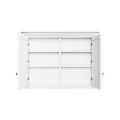 40 in.W x 30 in.H Vertical Z-Bar Mounting Bathroom Wood Medicine Cabinet with Mirror in White
