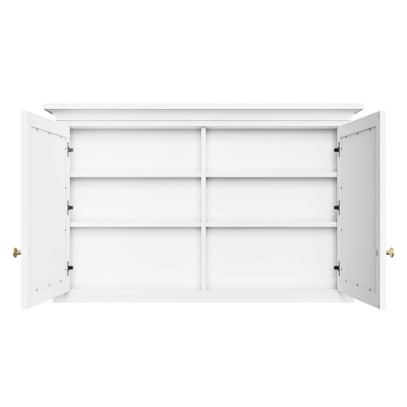 48 in.W x 30 in.H Vertical Z-Bar Mounting Bathroom Wood Medicine Cabinet with Mirror in White