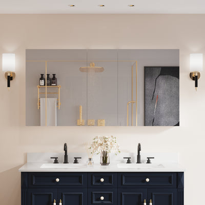 60 in. x30 in. Copper-Free Tri-Views Mirror Medicine Cabinet with Adjustable Shelves and 3 Doors