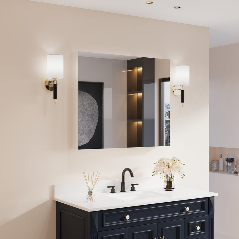 36 in. x30 in. Copper-Free Tri-Views Mirror Medicine Cabinet with Adjustable Shelves and and Dual Swing Doors