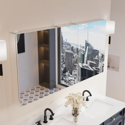 60 in. x30 in. Copper-Free Tri-Views Mirror Medicine Cabinet with Adjustable Shelves and 3 Doors