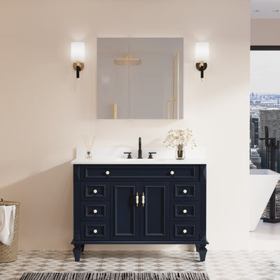 32 in. x 30 in. Copper-Free Tri-Views Mirror Medicine Cabinet with Adjustable Shelves and Dual Swing Doors