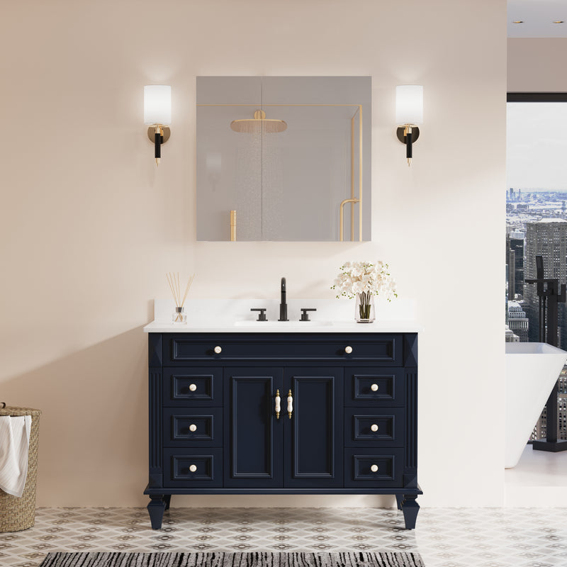 32 in. x 30 in. Copper-Free Tri-Views Mirror Medicine Cabinet with Adjustable Shelves and Dual Swing Doors