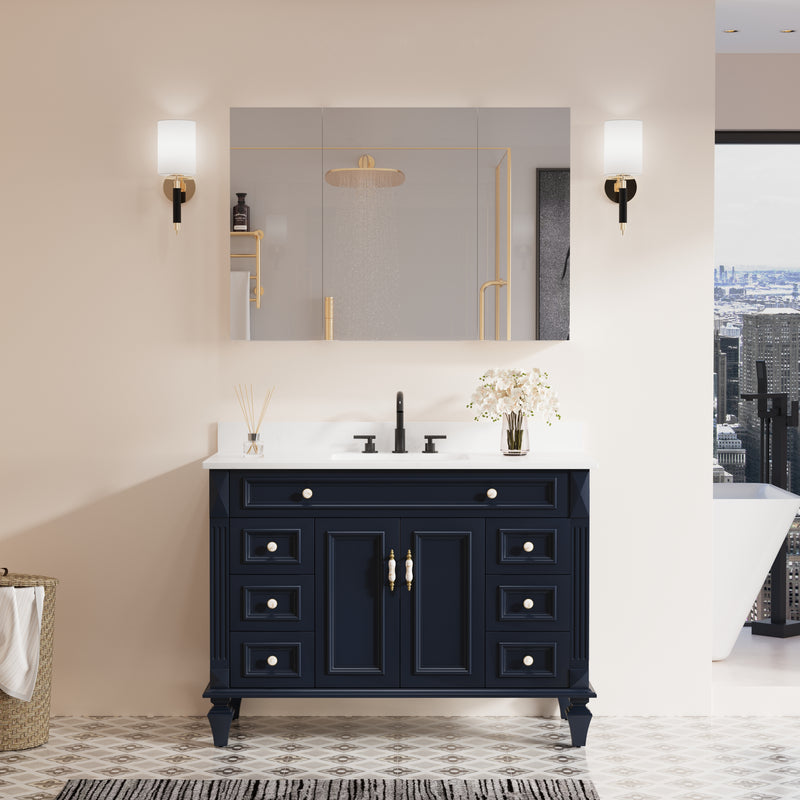 44 in. x30 in. Copper-Free Tri-Views Mirror Medicine Cabinet with Adjustable Shelves and 3 Doors
