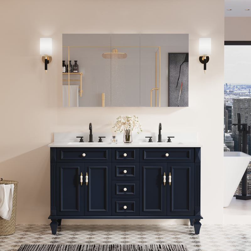 52 in. x30 in. Copper-Free Tri-Views Mirror Medicine Cabinet with Adjustable Shelves and 3 Doors