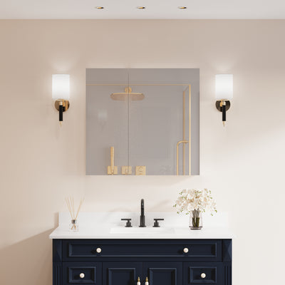 32 in. x 30 in. Copper-Free Tri-Views Mirror Medicine Cabinet with Adjustable Shelves and Dual Swing Doors