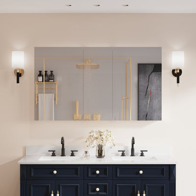 52 in. x30 in. Copper-Free Tri-Views Mirror Medicine Cabinet with Adjustable Shelves and 3 Doors