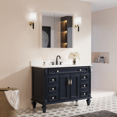 32 in. x 30 in. Copper-Free Tri-Views Mirror Medicine Cabinet with Adjustable Shelves and Dual Swing Doors